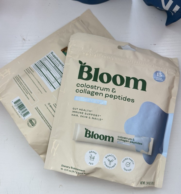 Bloom Colostrum & Collagen Peptides Powder Unflavored Grass Fed Gluten-Free