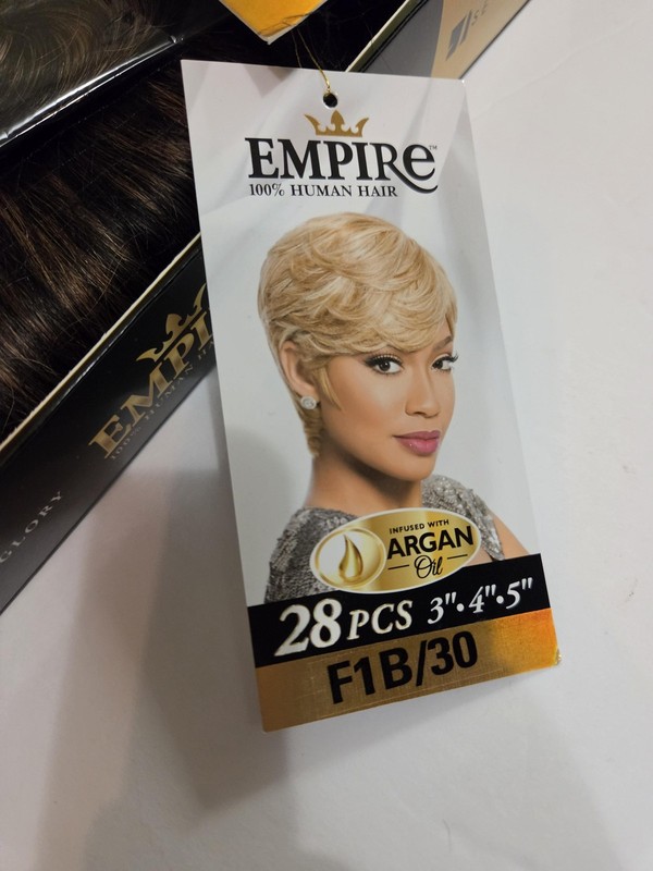 Sensationnel Empire 100% Human Hair Weave 28pcs 3-5in F1B/30 Dark Brown Auburn gallery