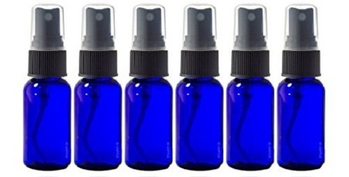 Glass Spray Bottles – 6 Piece 1oz Cobalt Blue Small Glass Bottles Black Sprayer