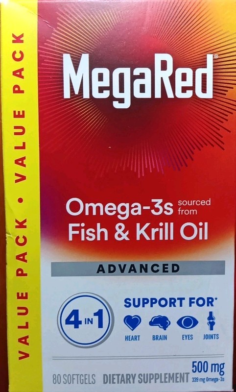 MEGARED ADVANCED OMEGA-3 KRILL OIL 500MG HEART BRAIN EYES SUPPLEMENT 80 SOFTGELS
