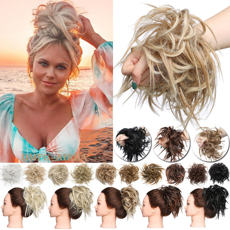 7″ Messy Bun Hair Piece Scrunchie Updo Real Thick Hair Extensions as Human Hair