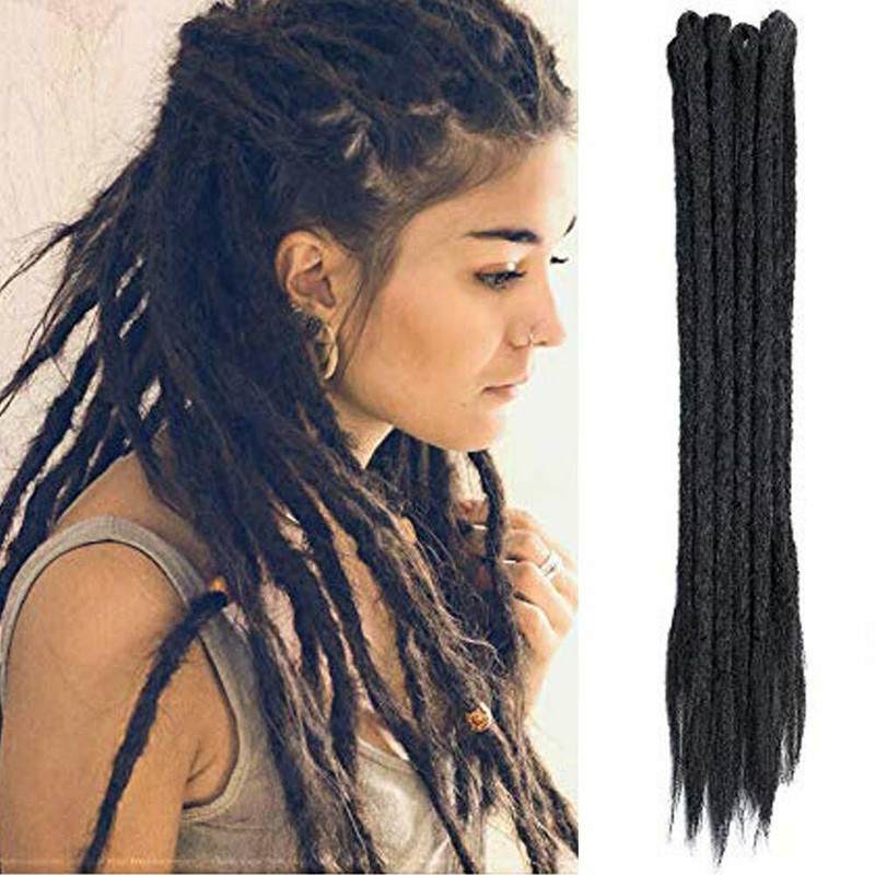 5pcs 20″ Dreadlock Extensions Single Ended Dreads Reggae Hip Hop Locs As Human