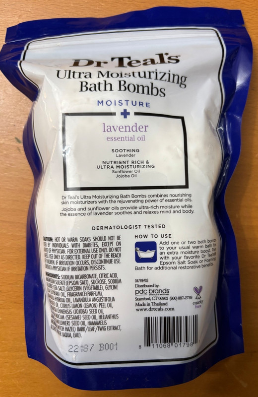 Dr. Teals Ultra Moisturizing Bath Bombs - Lavender Essential Oil - 5 per pack gallery