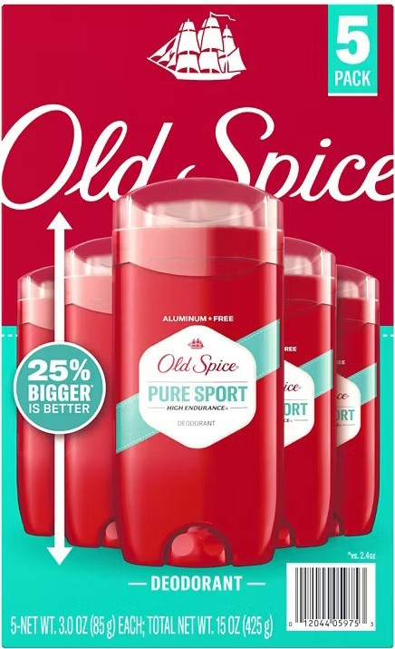 Old Spice High Endurance Pure Sport Deodorant – 5 ct x 3oz – 48-Hour Protection