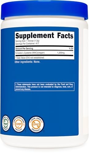 N-Acetyl L-Cysteine Powder 500g - Vegan, Non-GMO, Gluten-Free Antioxidant Supple gallery