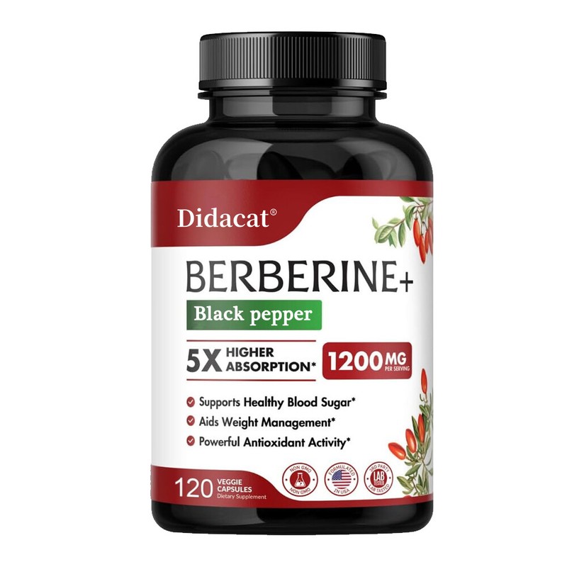 Berberine+Black Pepper Capsules 1200mg Supports Blood Sugar,Weight Management