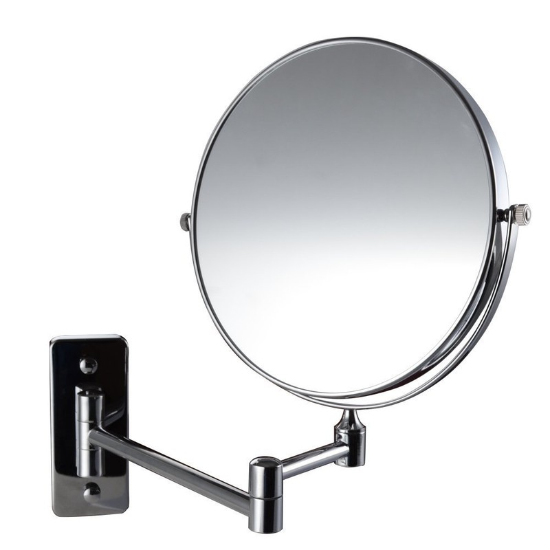 KES 3X 10X Magnification Two-Sided Swivel Wall Mount Mirror 8”, Polished Chrome