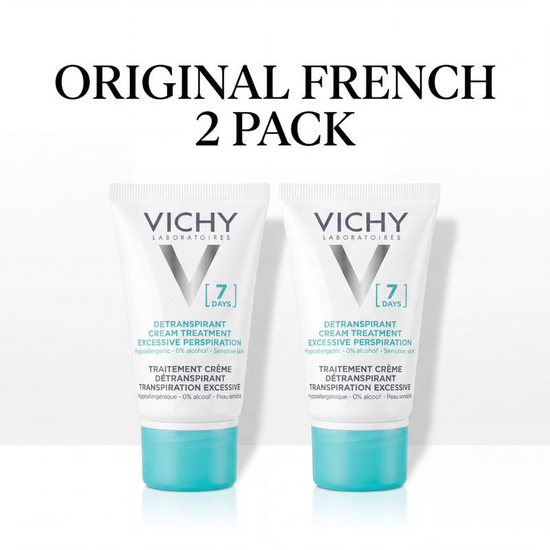 Vichy 7 Days Anti Perspirant Cream 30ml 2 Pack Sensitive Skin 0% Alcohol