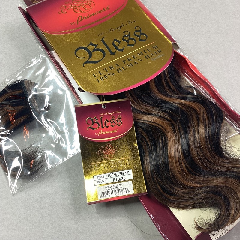Bless by Princess 10″ Loose Deep Human Hair Extensions F1B/30