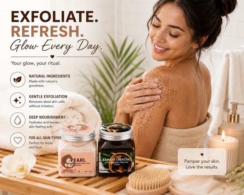 FACE Pearl & Bamboo Charcoal Exfoliating Body Scrub for Face & Body 280g gallery