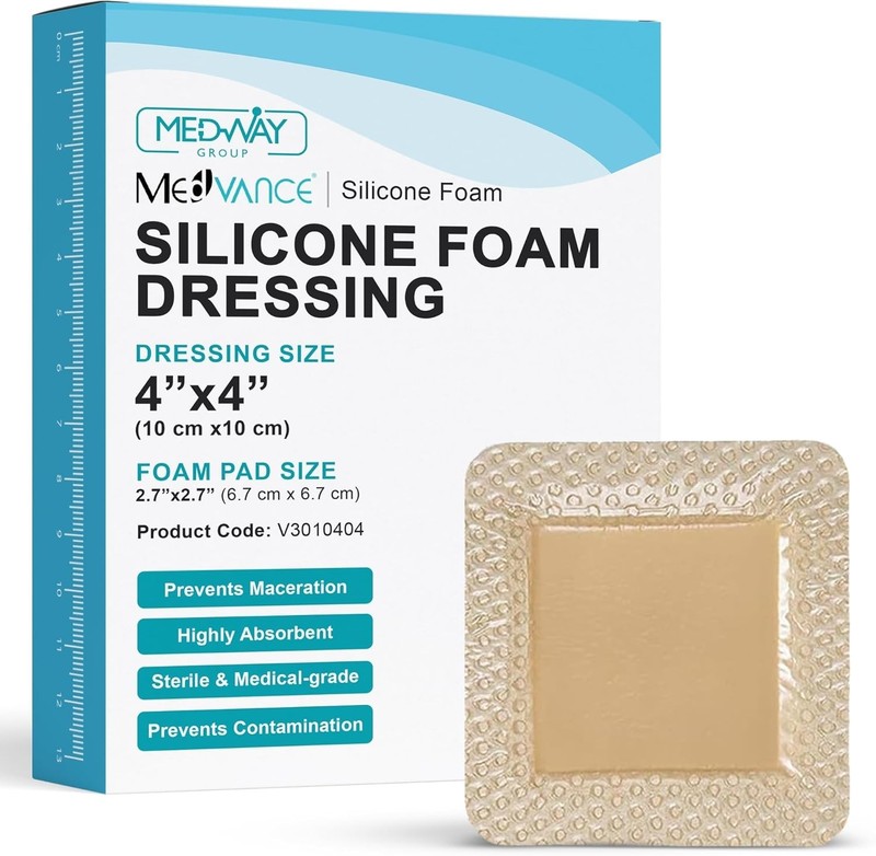 Gentle Self-Adhesive Silicone Foam Dressing - 5 Units, 4"x4" for Pain-Free Care gallery