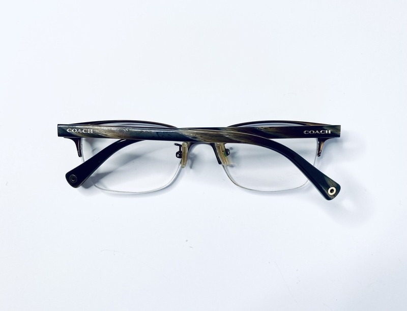 Coach Brown Metal Wayfarer Club Master Glasses W Wood Style Temples 50 17 135 gallery