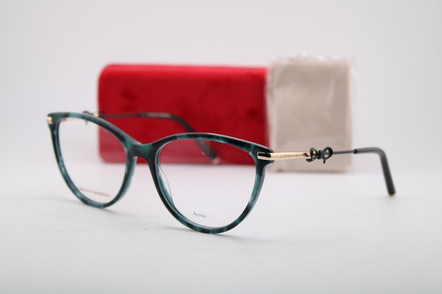 NEW CAROLINA HERRERA HER 0219 GC1 TEAL GOLD MARBLE AUTHENTIC EYEGLASSES 55-16