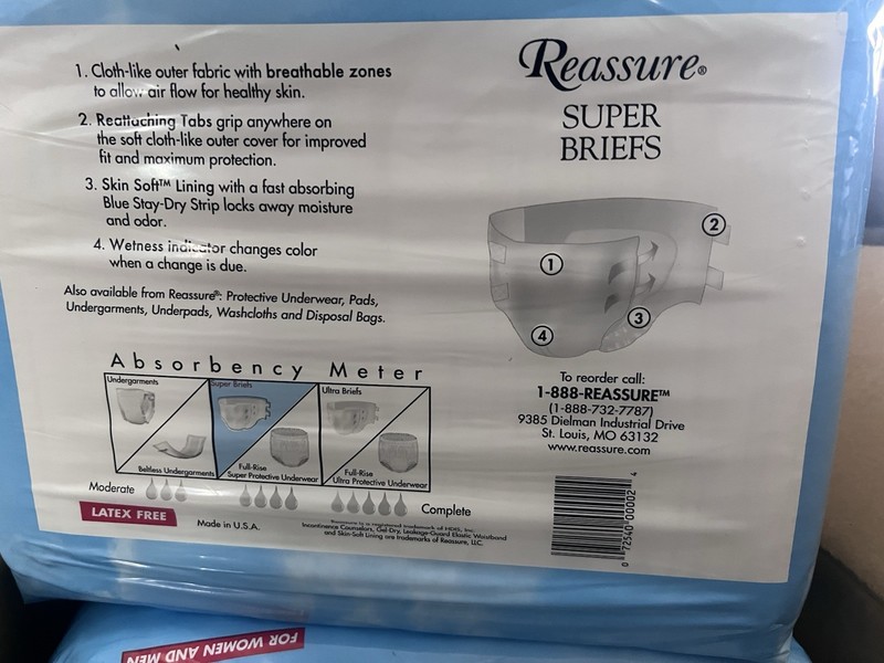 REASSURE Heavy Protection Large Unisex Super Briefs Size Large 45-58” gallery