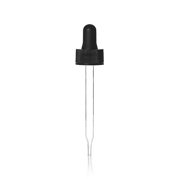 Premium 20-400 Glass Dropper Assembly with Black Rubber Bulb