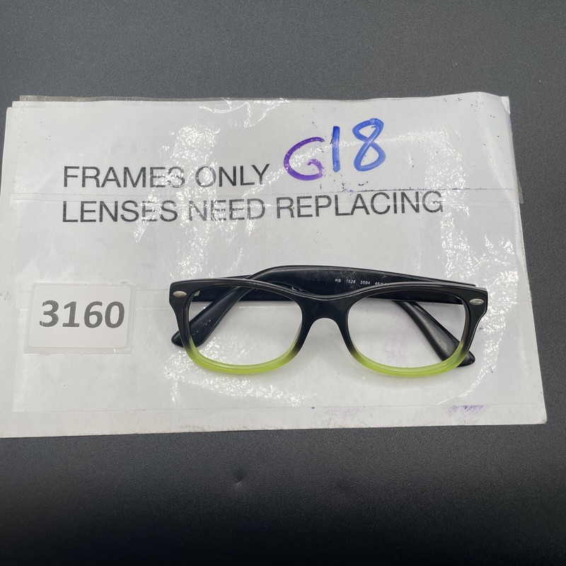RAY-BAN JR Eyeglasses Frame RB1528 3594 46-16-125 Black/Green Fade G18