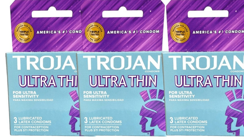 3x Trojan Ultra Thin For Ultra Sensitivity Lubricated Condoms 3 ct Each Exp 2027