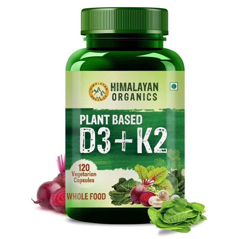 Himalayan Organics Plant Based 600iU Supplement Vitamin D3 &K2 120 Veg Capsules