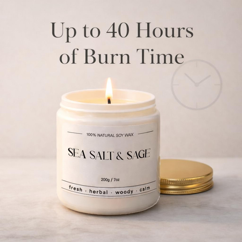 Sea Salt & Sage Candle - Summer Scented Soy Candles for Home - Coastal Decor for gallery