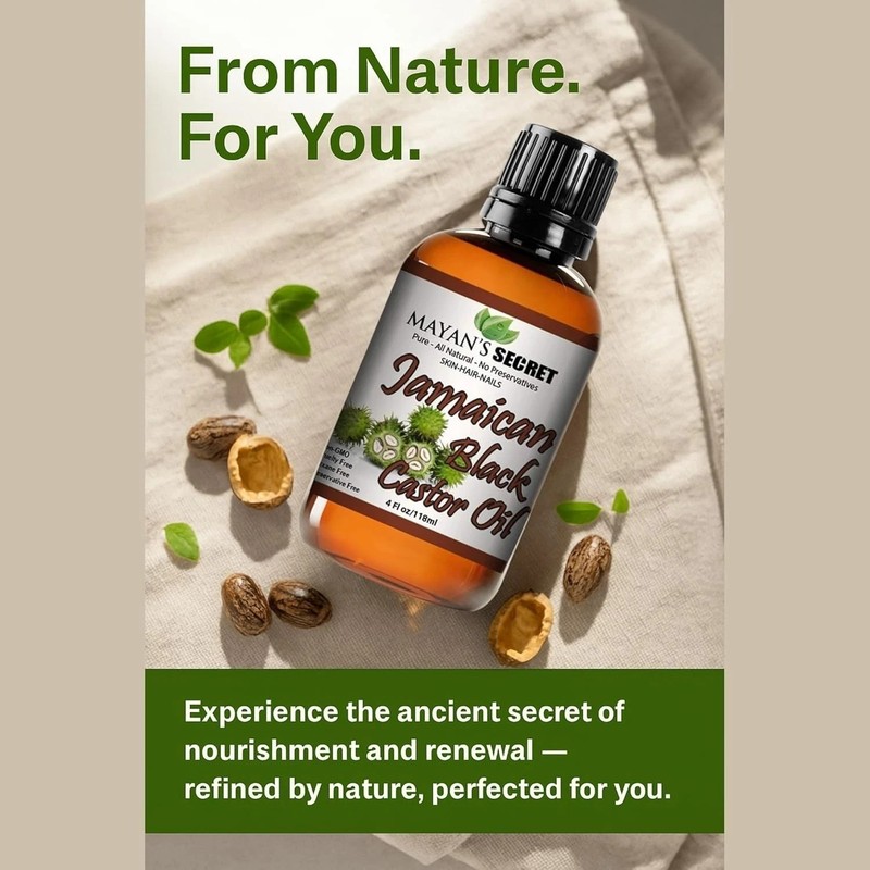 Jamaican Black Castor Oil 4oz Cold Pressed Pure Hair & Skin Oil Mayans Secret gallery