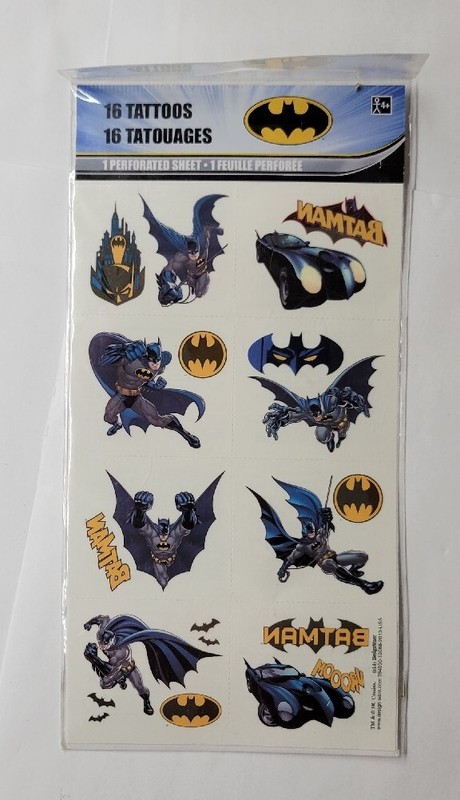 Amscan Designware Batman DC Comics 16 Count Temporary Tattoos