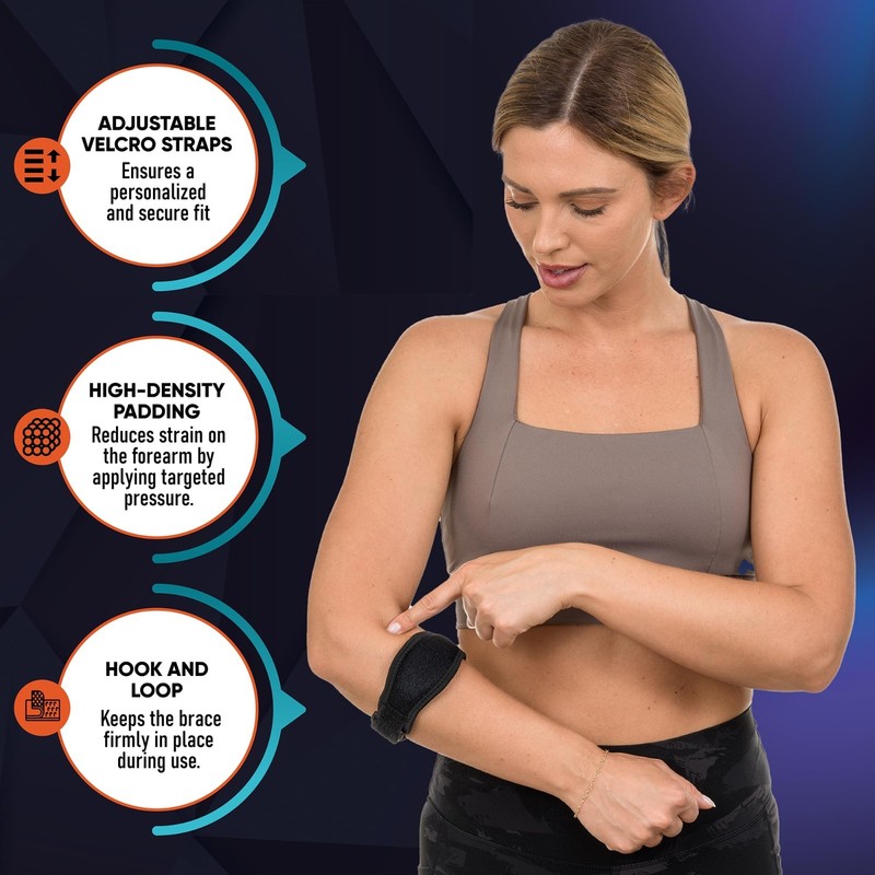 2-Pack Adjustable Elbow Brace for Men & Women - Tennis & Golfer's Elbow Support, gallery