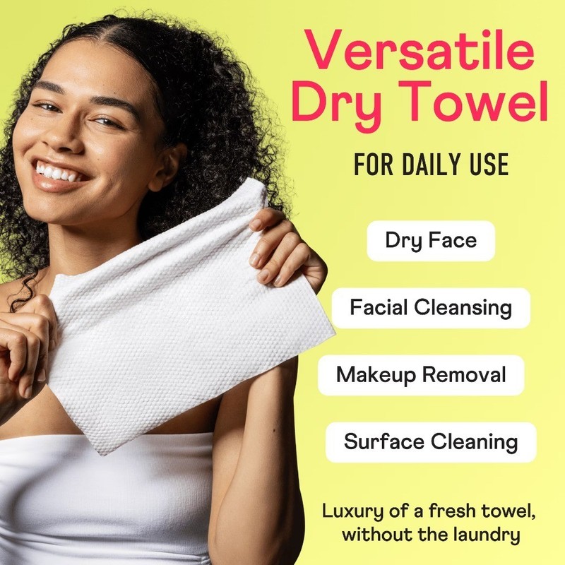 Face the Day Dry Wipes, Disposable Facial Towels, Large 100% Cotton Makeup gallery