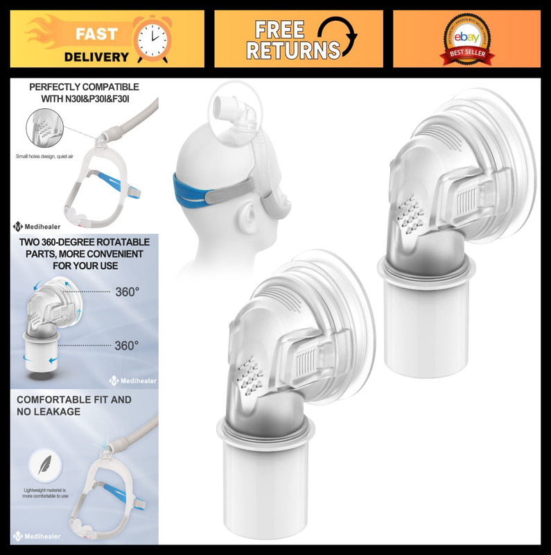 2 Packs Replacement Swivel Elbow Connector for Airfit N30i P30i F30i, Quick-Rele