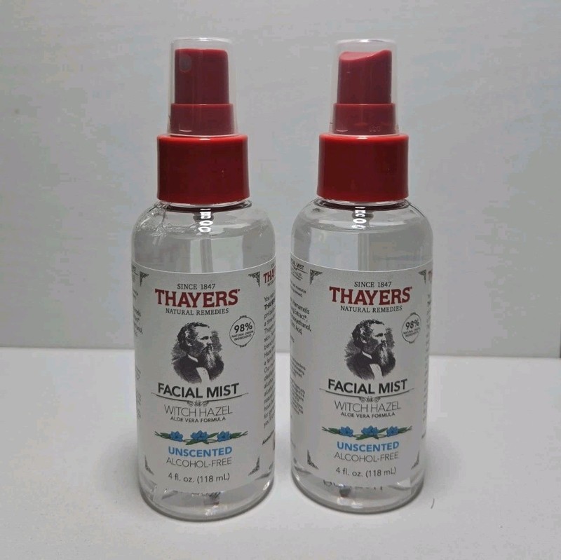 2 x Thayers Facial Mist Witch Hazel Aloe Vera Formula • 3oz Spray • Unscented