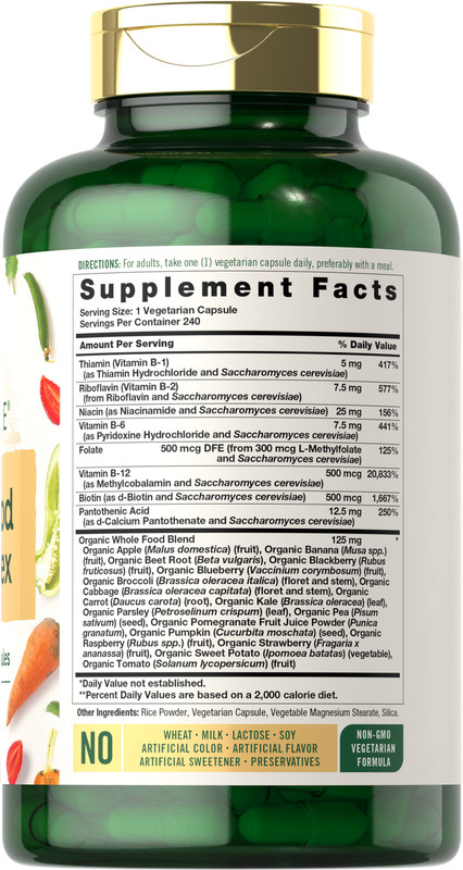 Whole Food Multivitamin with B Complex | 240 Capsules | Vegetarian | by Carlyle gallery