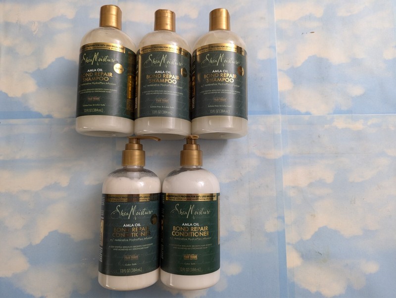 LOT (5) SHEA MOISTURE BOND REPAIR SHAMPOO & CONDITIONER AMLA OIL 13 FL OZ
