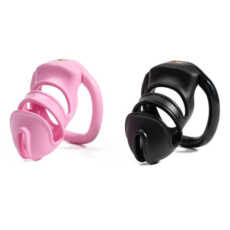 Resin Male Chastity Device Plastic Cage for Men Locking Belt with 4 Rings CC712