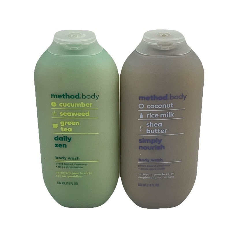 2 Pack Method Body, Body Wash Set, Daily Zen & Simply Nourish 18 Oz Each {74}
