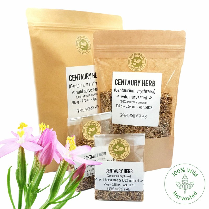 Organic CENTAURY HERB Wild Harvested Dried Cut Centaurium Erythrae Tea 25-200g