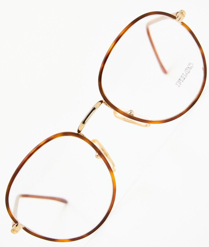 FILOS 3498 50-20 Gold/Turtle Round Eyeglasses Vintage 80s👓Unisex