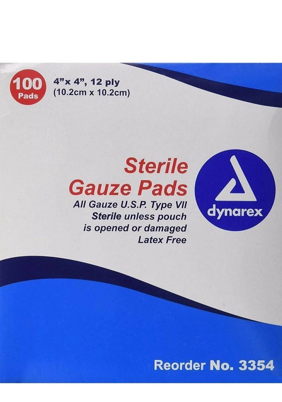 dynarex sterile guaze pads 100 ct 4x4 12 ply gallery