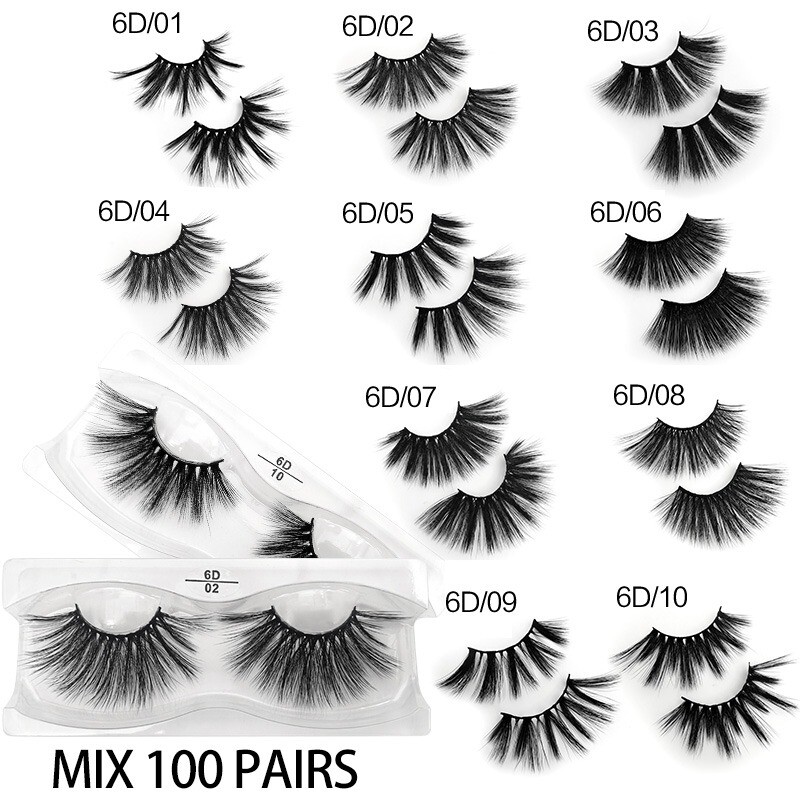 Wholesale 25mm Mink Lashes Bulk 4/20/50/100pcs Dramatic Fluffy False Eyelashes