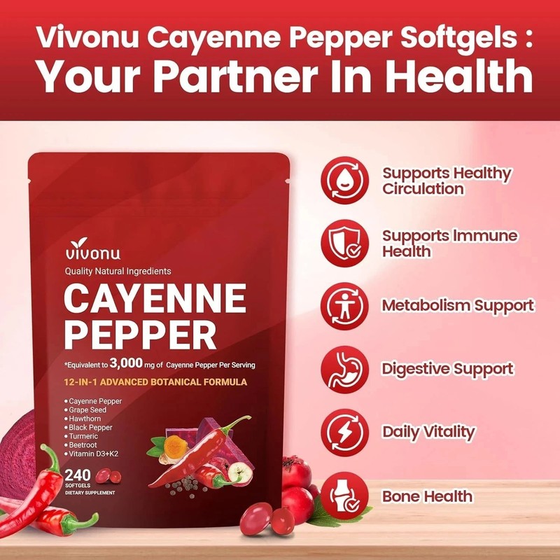New VivoNu Cayenne Pepper Softgels, 240 Capsules, Free US Shipping gallery