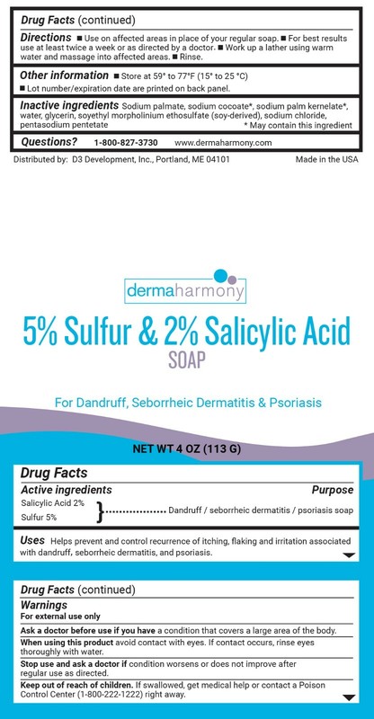5% Sulfur and 2% Salicylic Acid Soap - DermaHarmony 4 oz (Made in USA) gallery