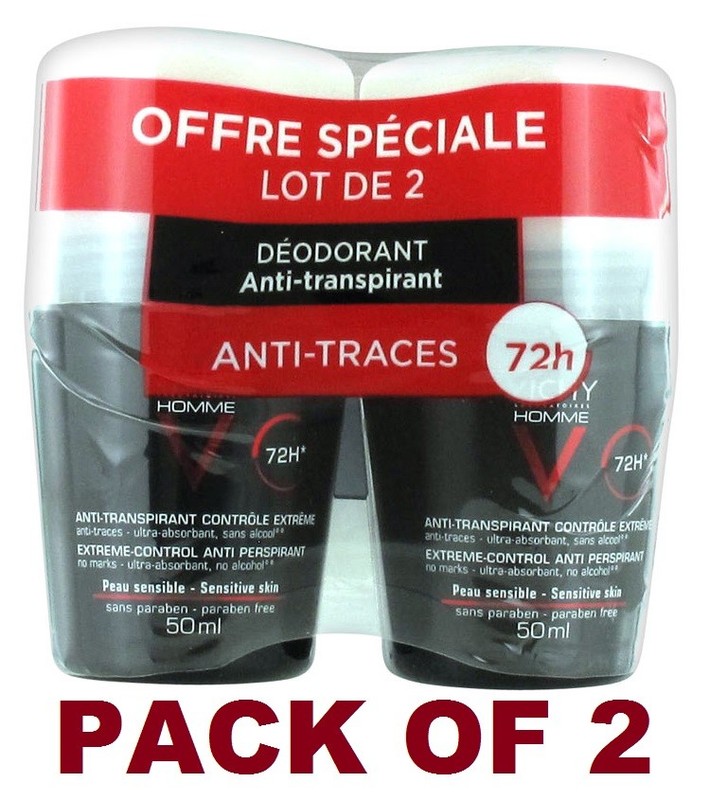 Vichy HOMME 72hr Anti-Perspirant Deodorant Extreme Control 2 x 50ml