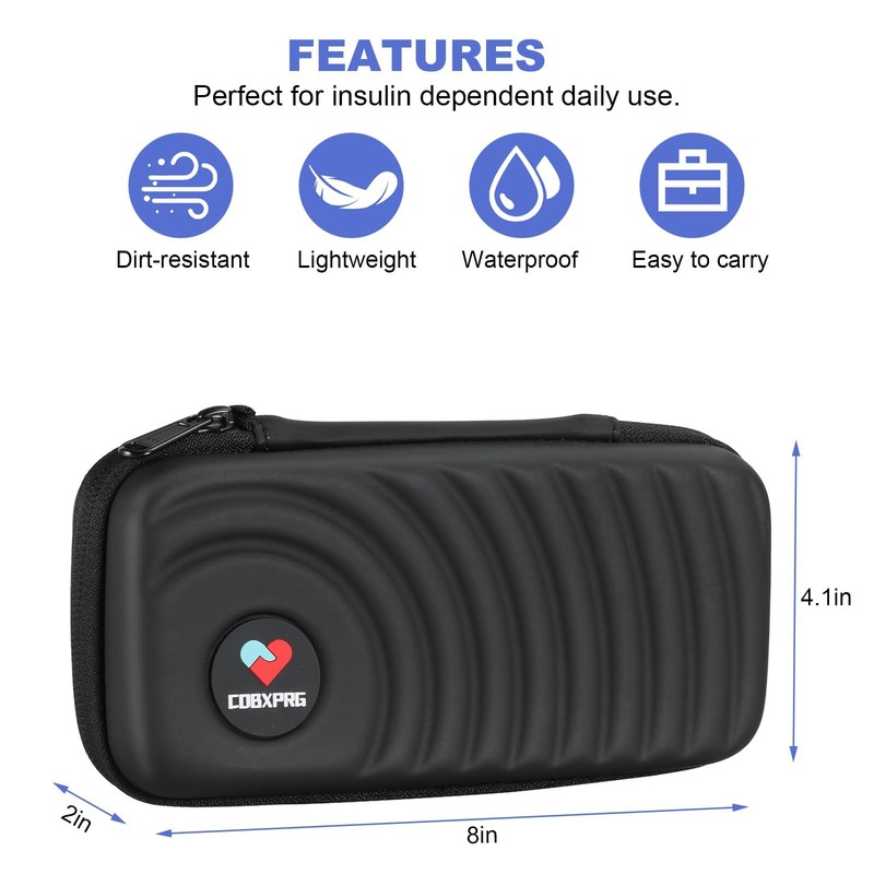 CDBXPRG Insulin Cooler 4.1 inches (L) x 8 (W) x 2 (H), Black gallery