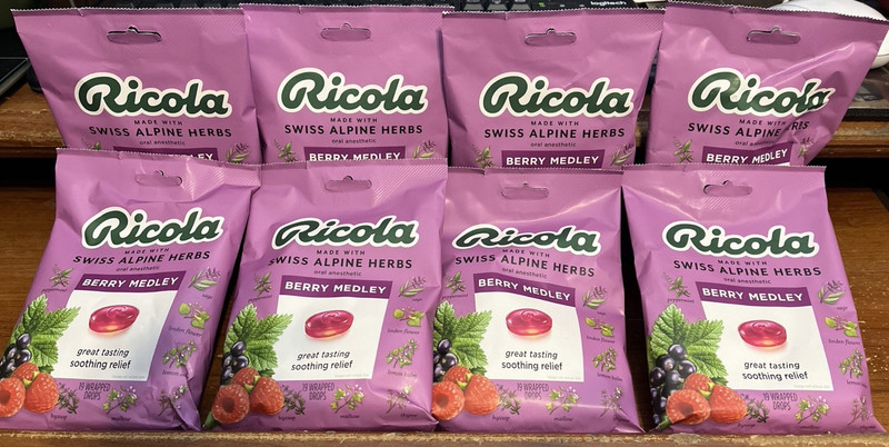 New Ricola Berry Medley Throat Drops – 19 Count Each (8 Pk) EXP 1/2026