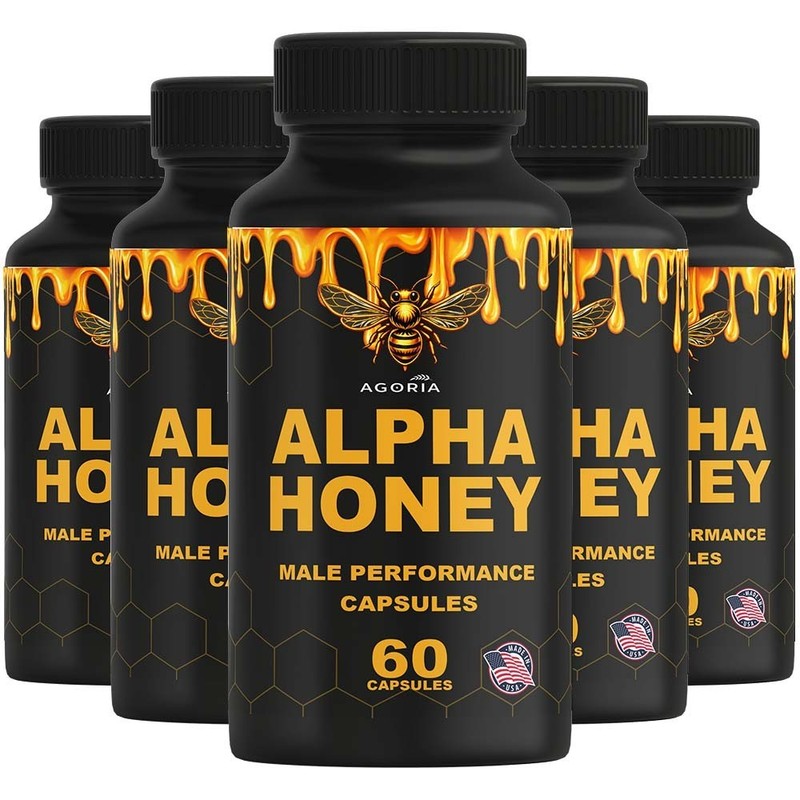 ( 5 Pack ) Alpha Honey Male Performance Capsules, AlphaHoney Capsules Supplement