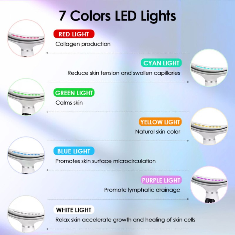 US 7 in 1 Facial Massager LED Light Therapy Face Neck Lift Anti-Wrinkle Device gallery
