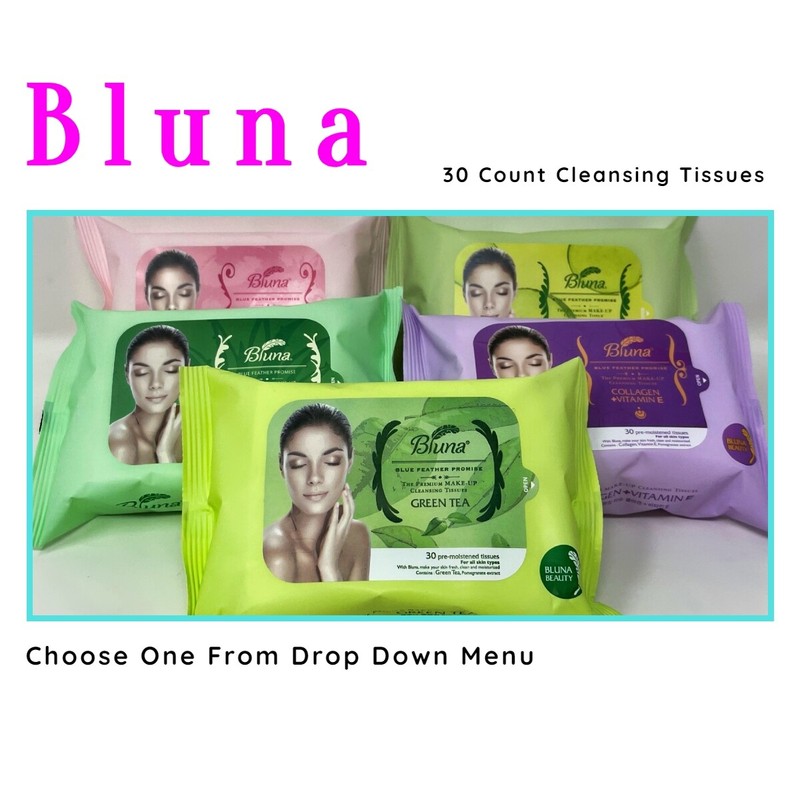Bluna Makeup Remover Tissue Cleansing Wipes Facial Make-up Towlette 30 Sheets