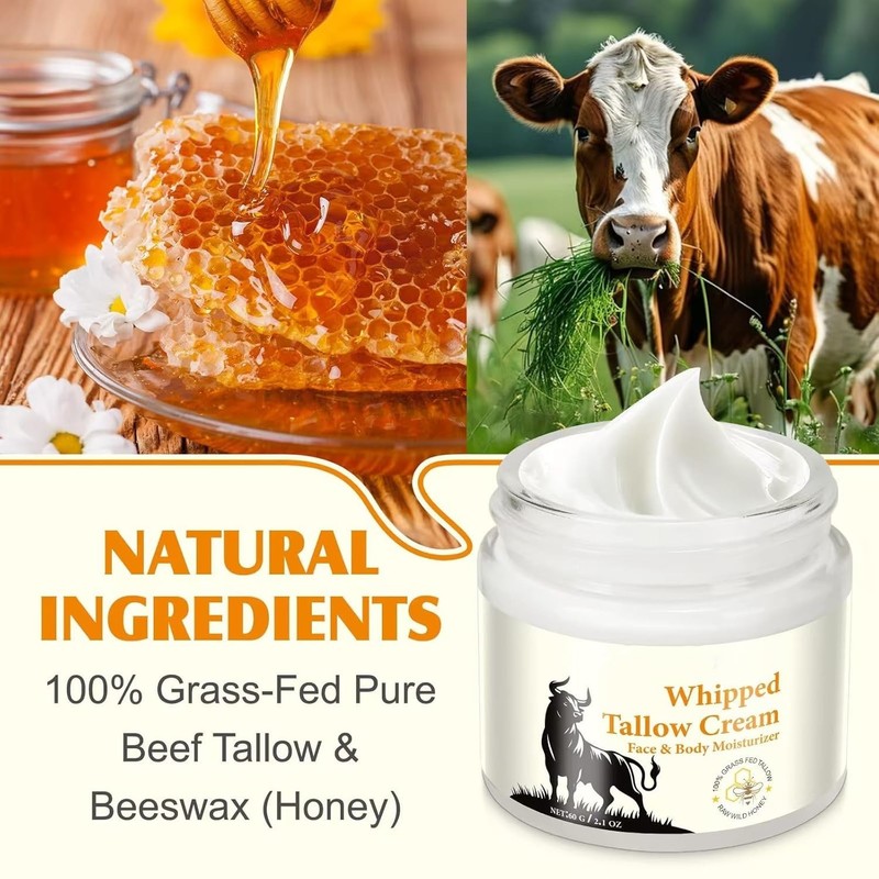 Beef Tallow Honey Balm Face Body Moisturizer Grass Fed Skin Care 2oz gallery