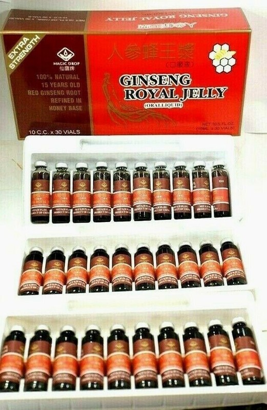 GINSENG ROYAL JELLY EXTRACT EXTRA STRENGTH ENERGY ENDURANCE 1 BOX ,30 VIALS