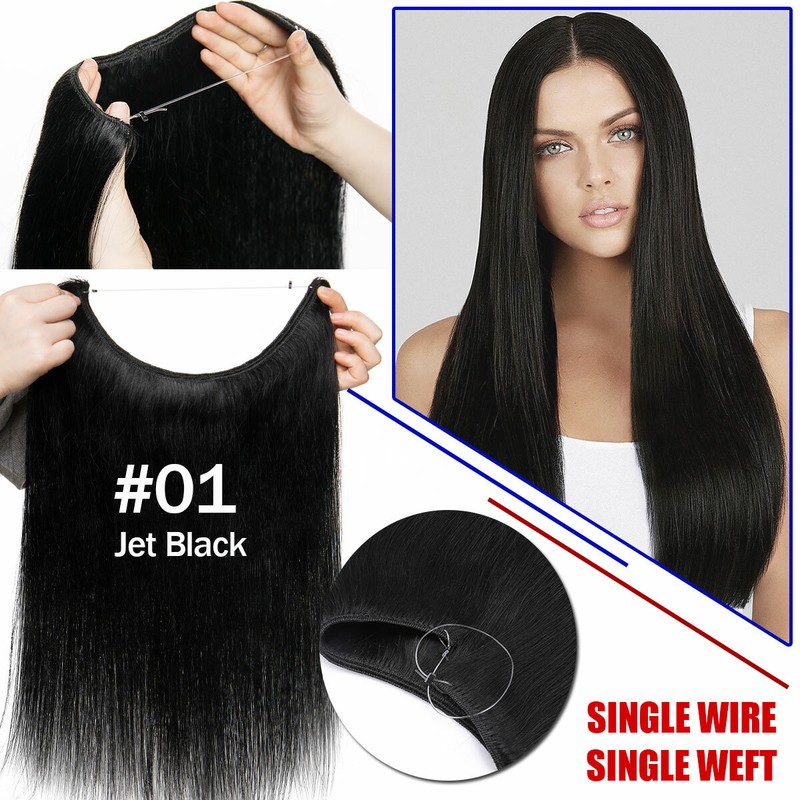 Wire in Hair Extensions Elastic Band Secret Miracle Ring 100% Real Human Hair US