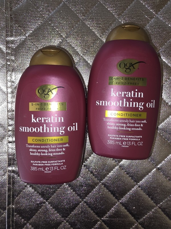 OGX Frizz-Free + Keratin Smoothing Oil Conditioner 5-in-1 13 oz Lot of 2