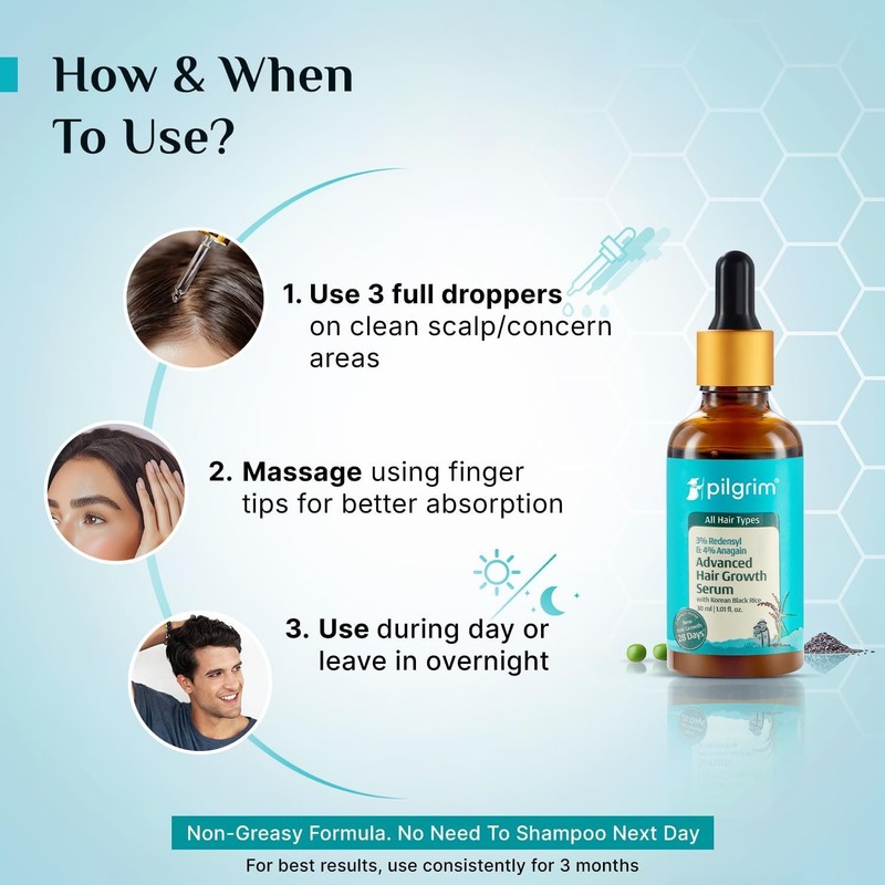 Pilgrim Hair Growth Serum Redensyl Anagain Baicapil 30ml Free Shipping gallery